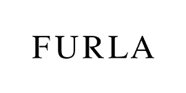 Il logo furla è in bianco e nero su sfondo bianco.