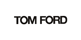 Un logo in bianco e nero per Tom Ford su uno sfondo bianco.