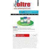 Un titolo di articolo di Oltre Free Press che presenta tre confezioni di cibo colorate e un testo su prodotti dietetici salutari.