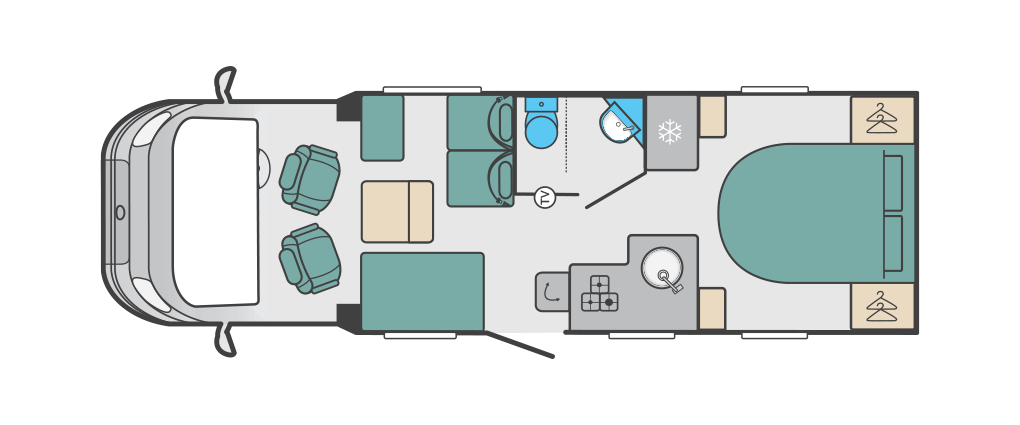 motorhome, hire, campervan, rental, 4 berth, swift escape 694, fixed rear bedroom,