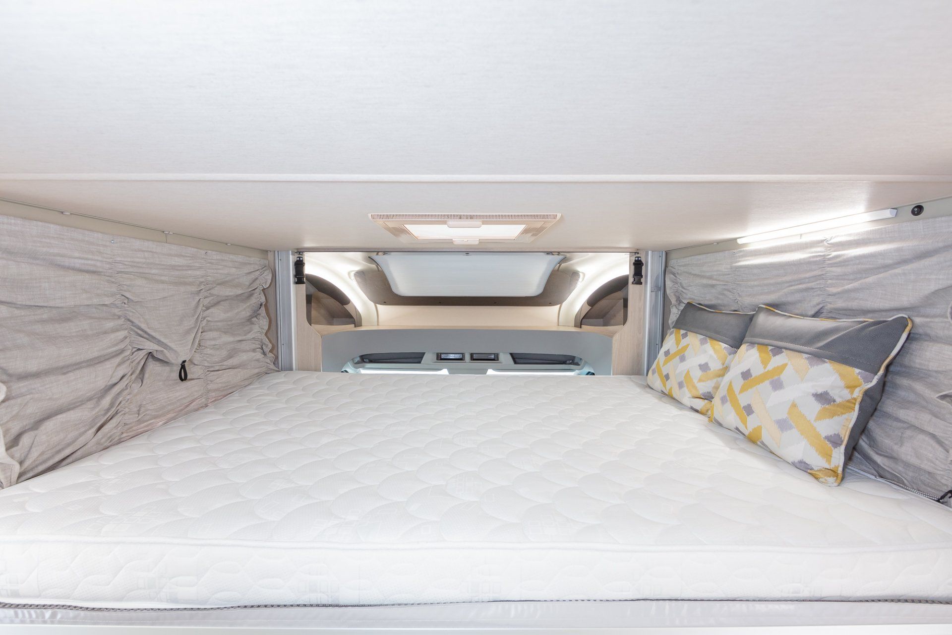 Automatic Motorhome Hire in a Luxury Auto Trail Tribute F74 perfect for 2 to 4 people.  2 double beds and drop down bed