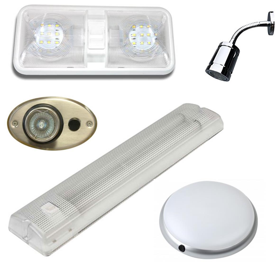 Various internal lights and lighting interior lights and lighting for motorhomes, caravans and motorcaravans, repalcement parts, supplied and fitting service