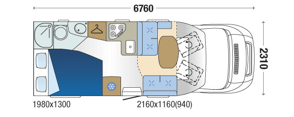 motorhome hire 4 berth auto roller 694