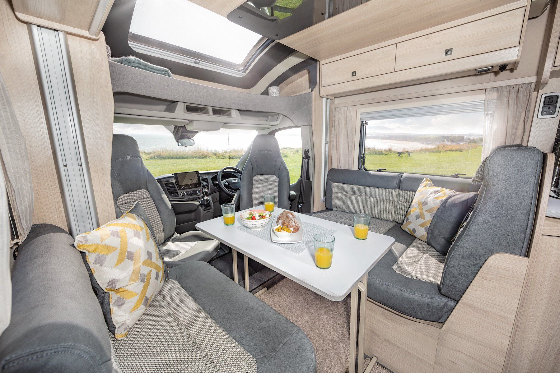 Automatic Motorhome Hire in a Luxury Auto Trail Tribute F74 perfect for 2 to 4 people.  Camping holidays, family holidays, half term, festival, glamping, F1, Silverstone, camper van