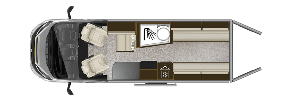 Floor layout auto-trail tribute 680 campervan rental uk in london, essex, kent, uk