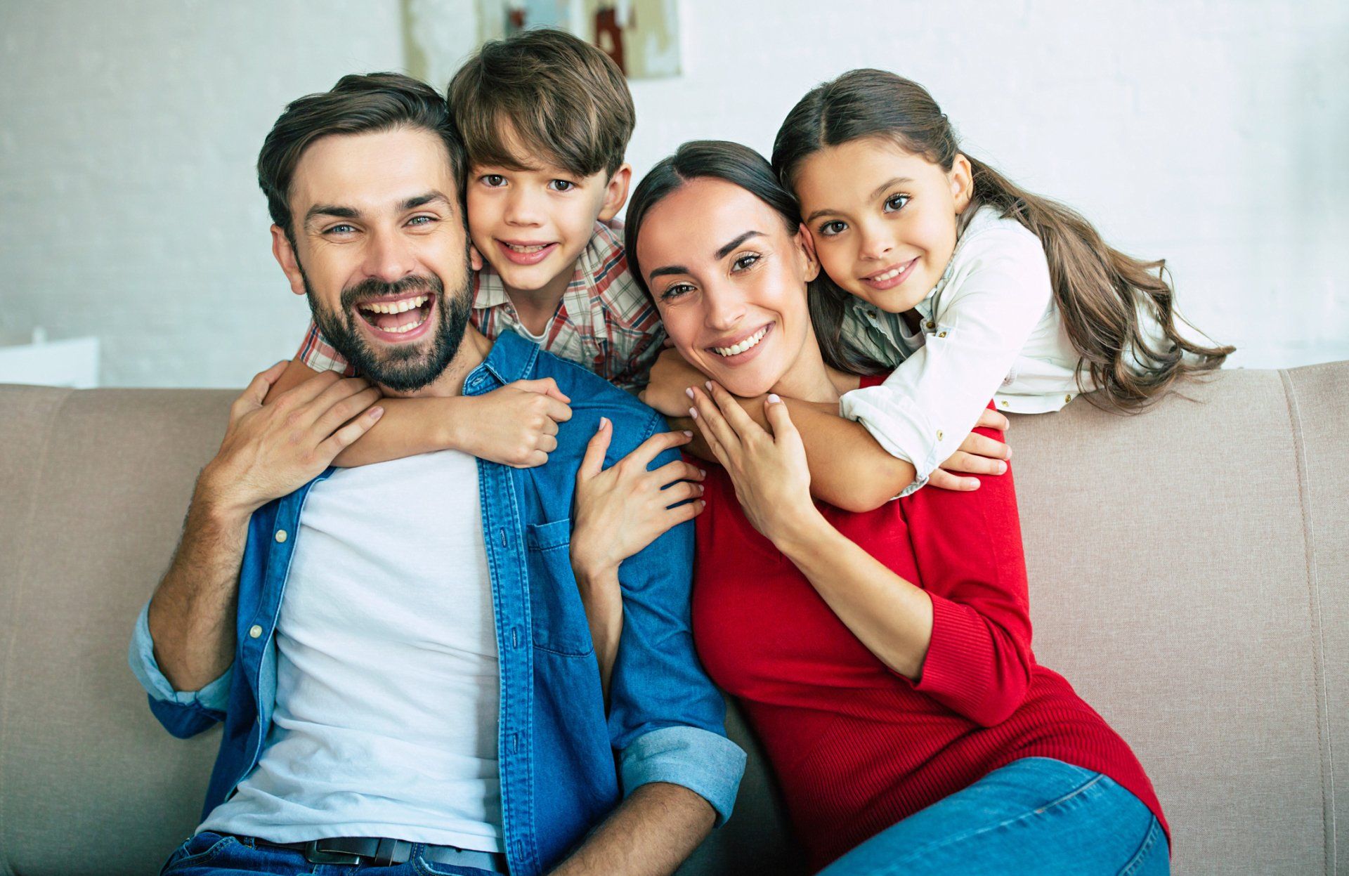Photo of a family smiling