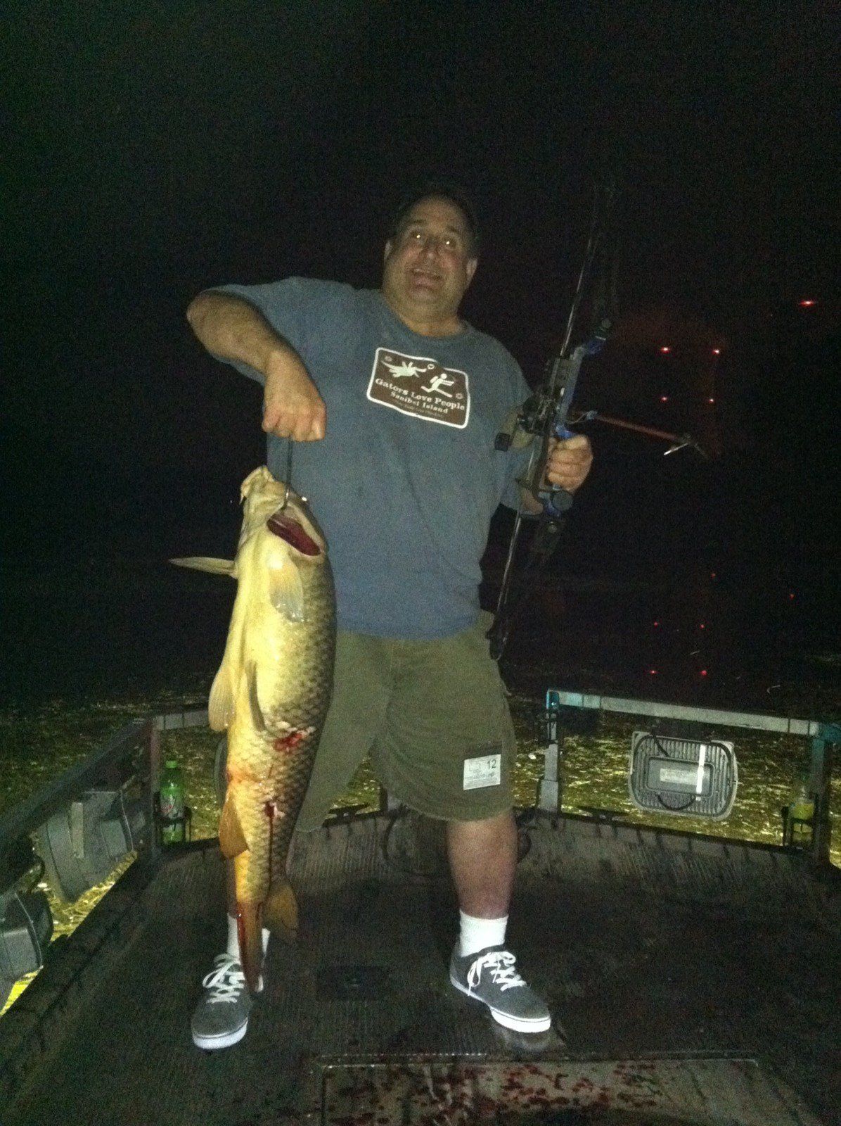 Happy Man with His Caught Fish — Lancaster County, PA — Night Ventures Bowfishing Charters