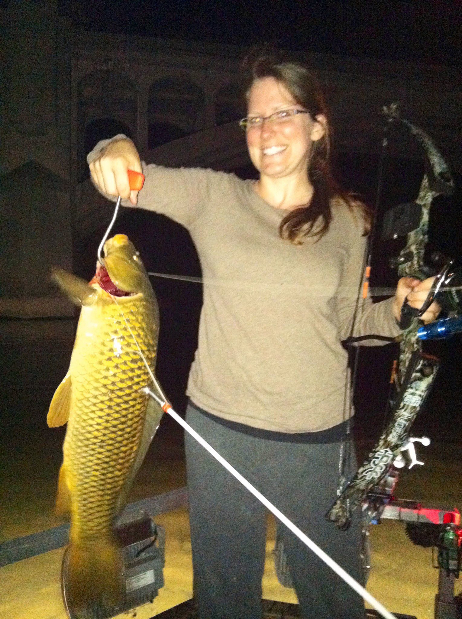 Smiling Woman with Fish — Lancaster County, PA — Night Ventures Bowfishing Charters