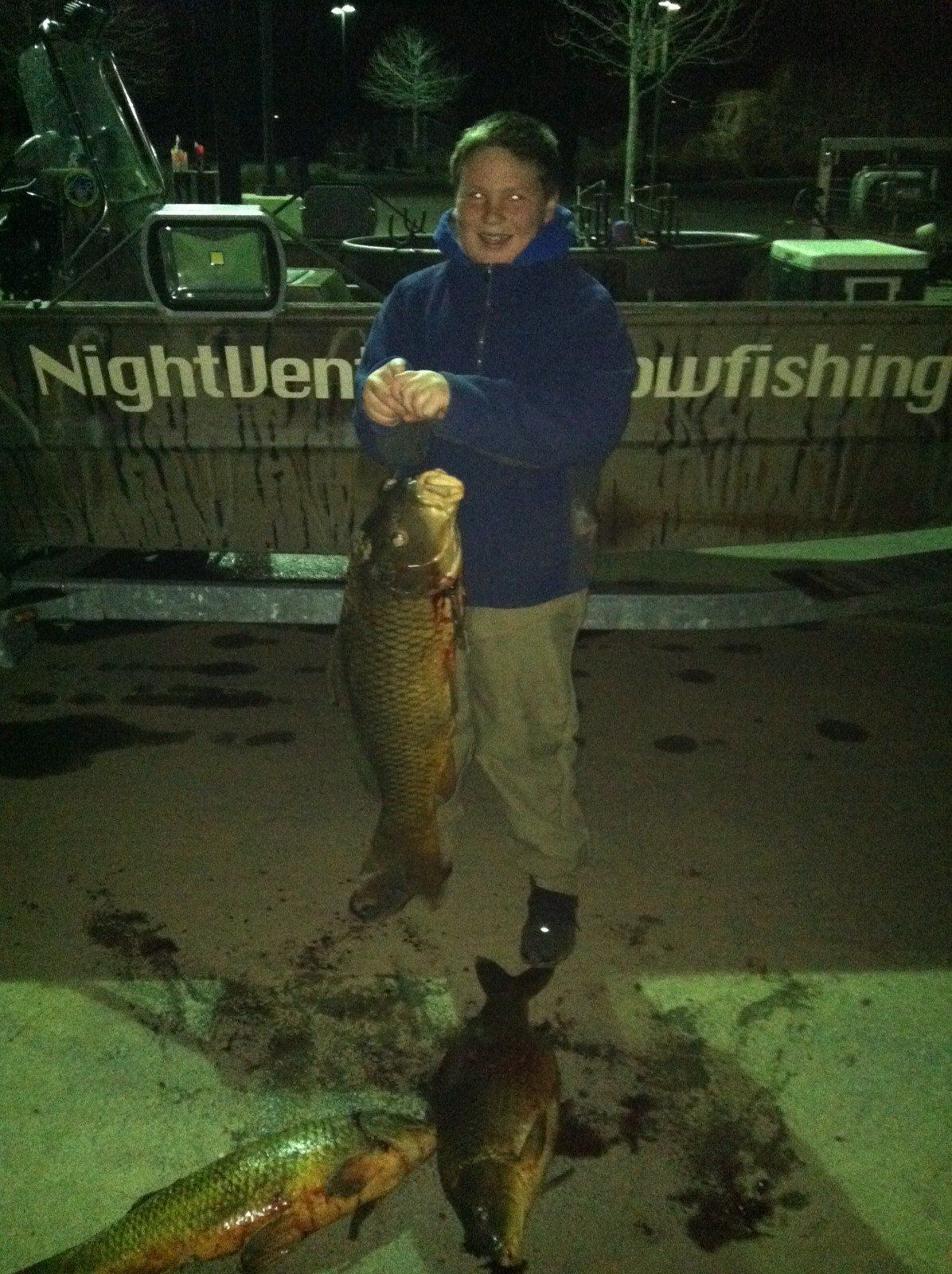 Kid with His Caught Fish — Lancaster County, PA — Night Ventures Bowfishing Charters