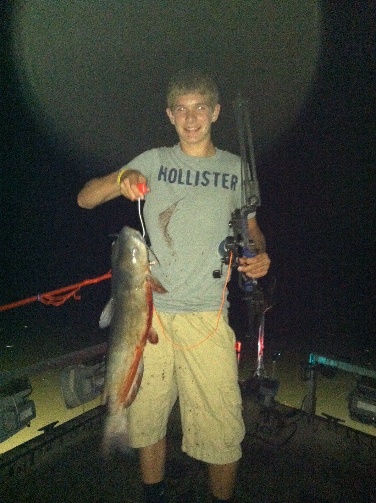 Man with Catfish — Lancaster County, PA — Night Ventures Bowfishing Charters