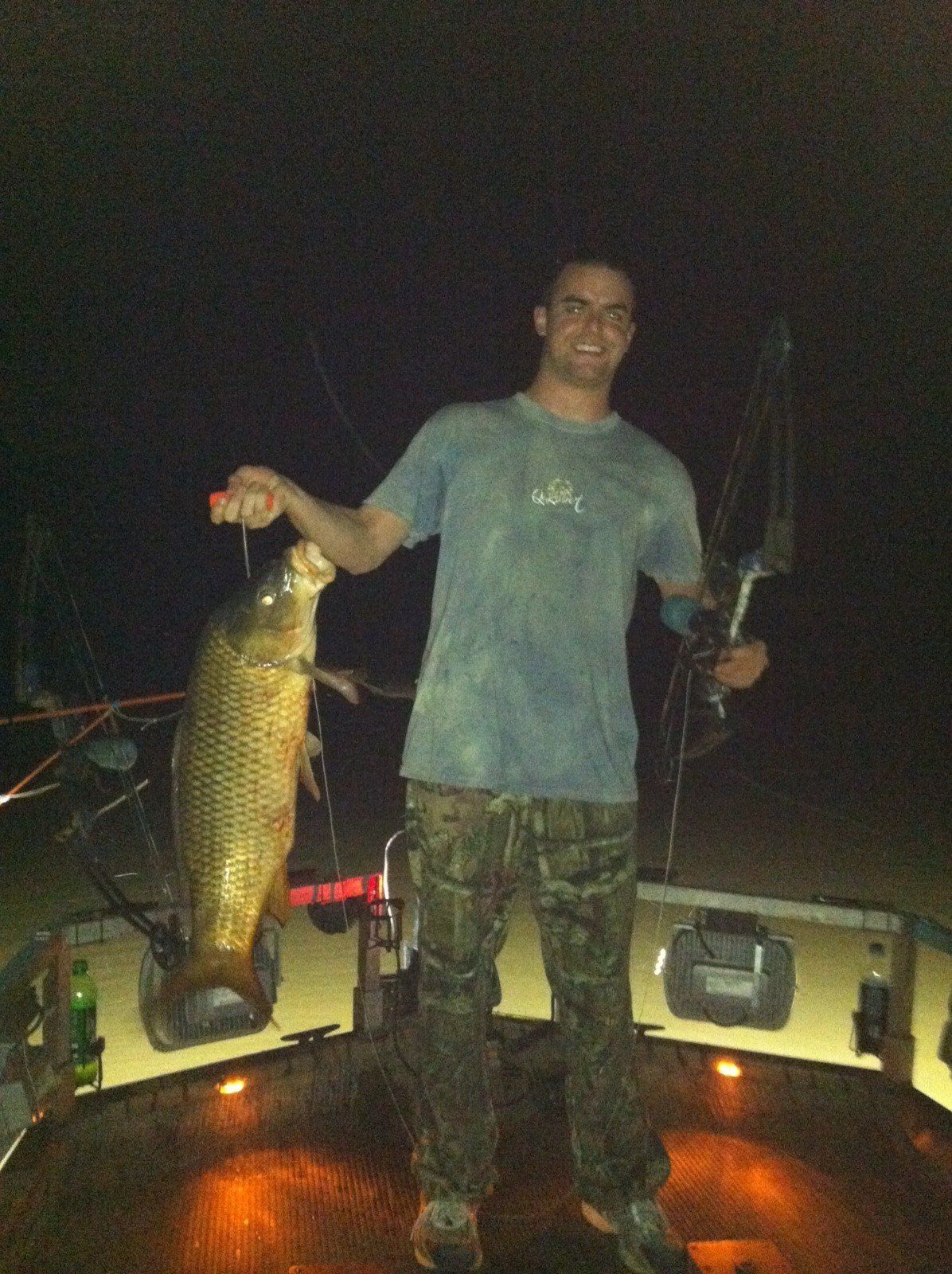 Man with Fish in a Hook — Lancaster County, PA — Night Ventures Bowfishing Charters