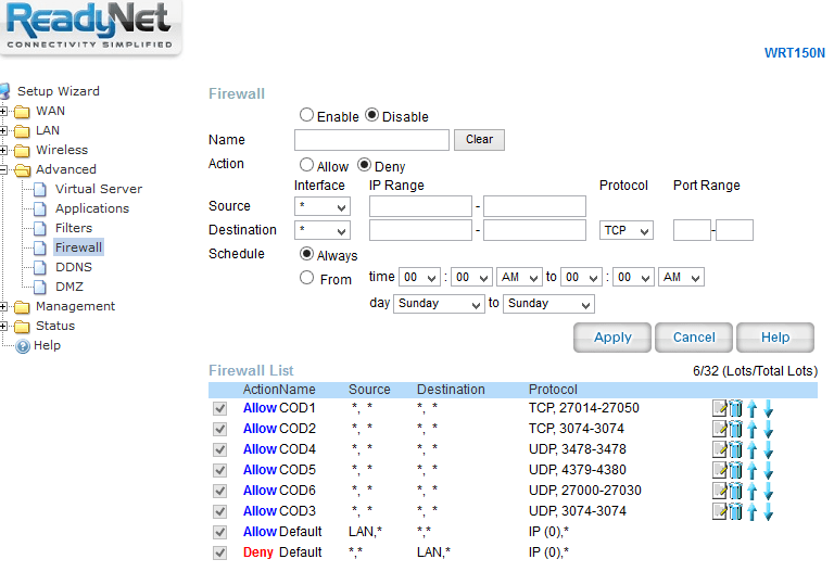 Port Forwarding – WRT150N Port Forwarding – WRT150N