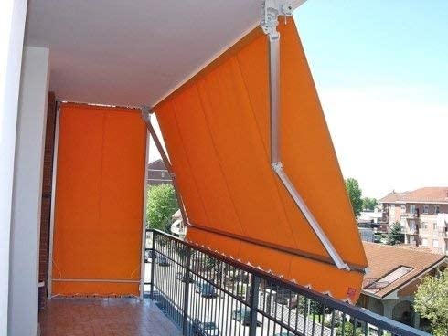 tende da sole arancioni con bracci estensibili