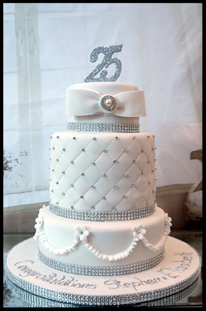 silver wedding cake