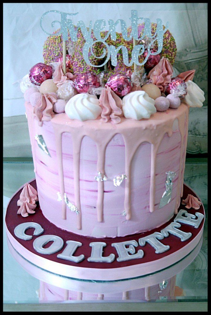 21st double depth drip cake