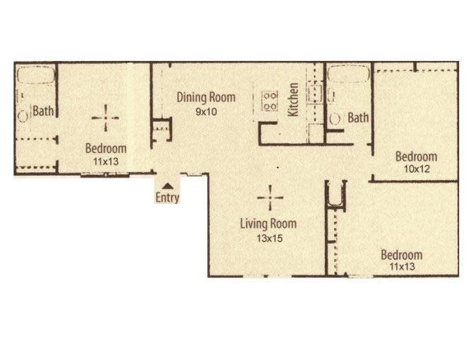 3 Bed, 2 Bath, 1148 Sq. Ft.