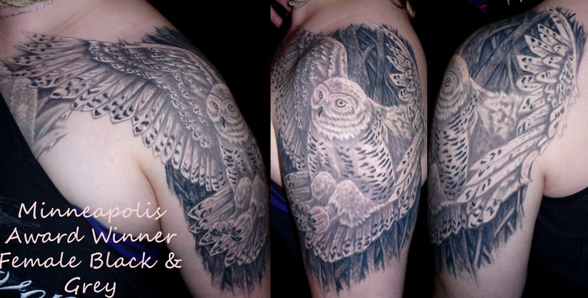 Award winner owl tattoo