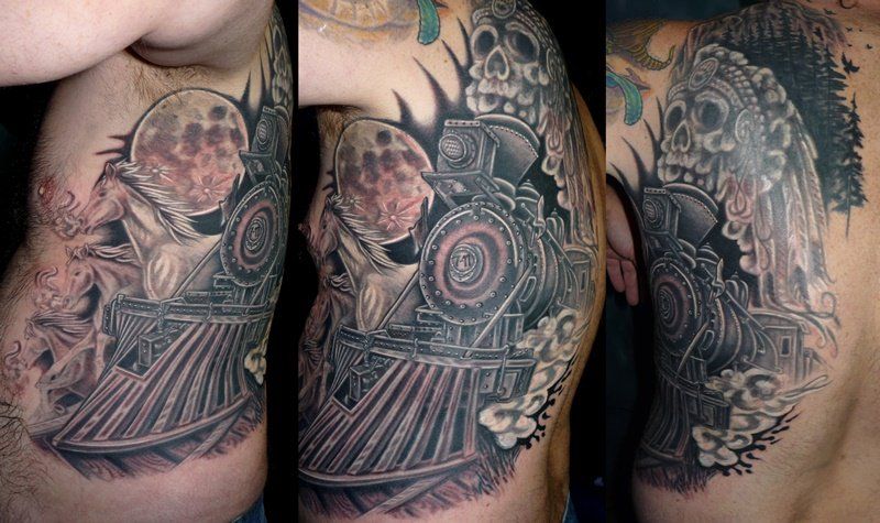 Train rib tattoo