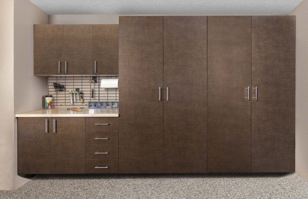 Bronze Finish Custom Garage Cabinet System