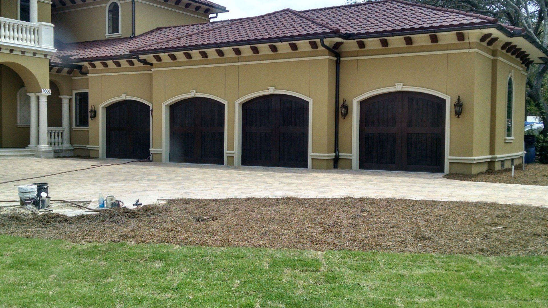 dark wood garage door installation