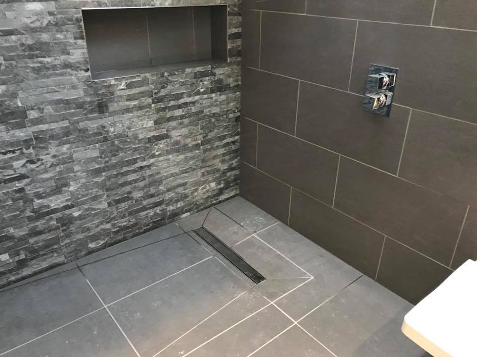 Flagstone shower floor and walls