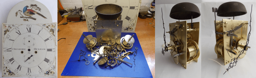 clock dismantled, serviced and re-assembled