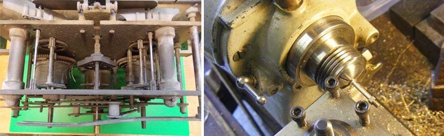 view of the inner parts of the clock