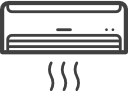 Wall-mounted air conditioner with heat waves rising below it