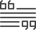 Quote marks and horizontal lines forming a stylized text icon