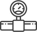 Blood pressure monitor icon in black and white