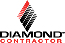 Diamond Contractor logo with black and red diamond mark and text on white background