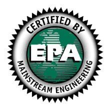 EPA EPA Mainstream Engineering certification seal with black border and green center