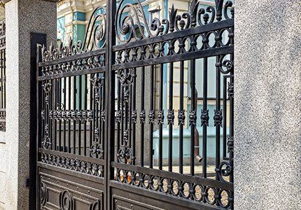 Fence Panels — Black Gate with a Pattern of Steel Rods in Portland, OR Fence Panels — Black Gate with a Pattern of Steel Rods in Portland, OR
