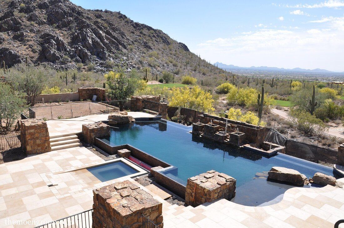 clean pool in chandler arizona with a mountain in the background