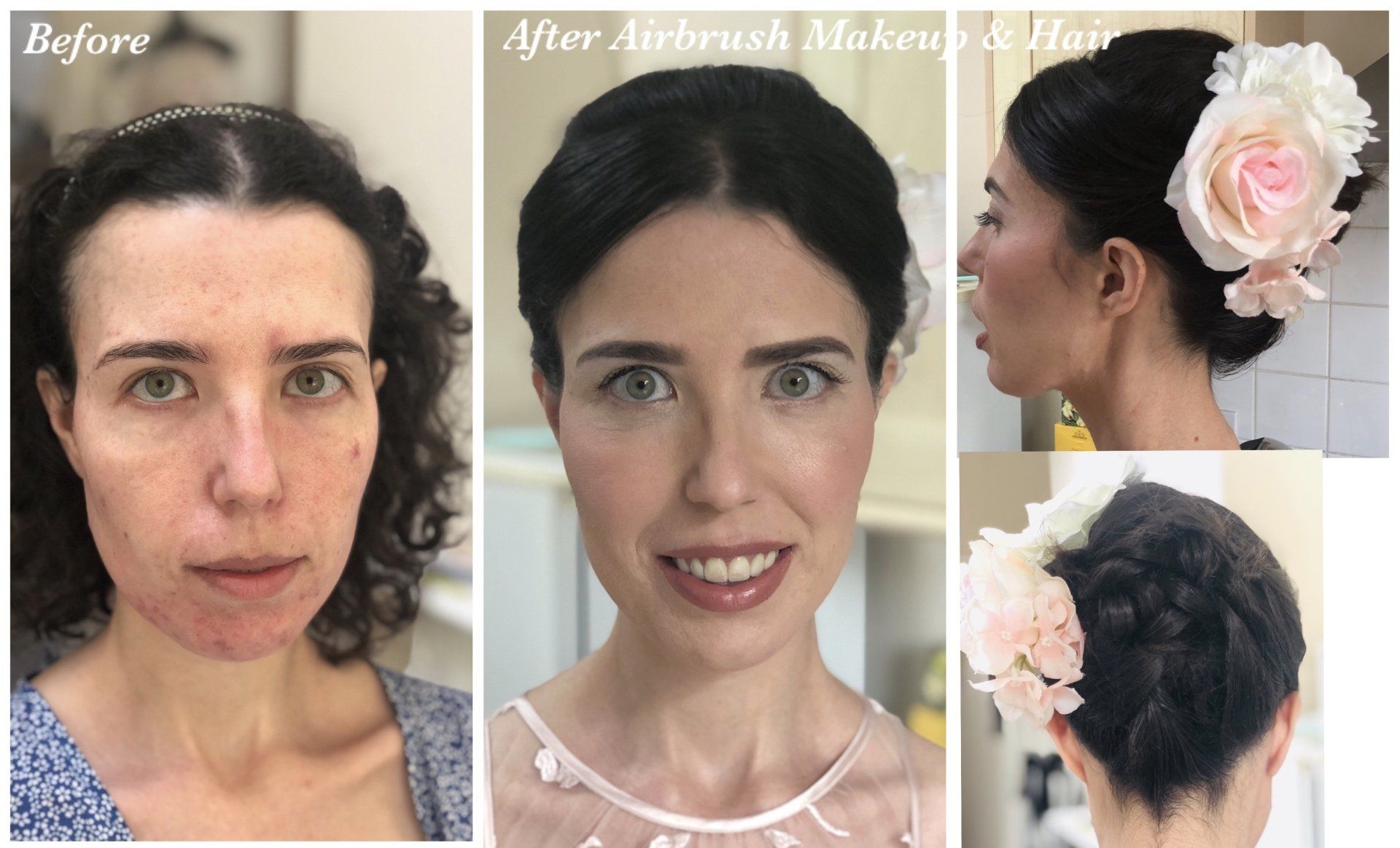 bridal hair and makeup before and after transformation by Jax-Glam Beauty Bristol
