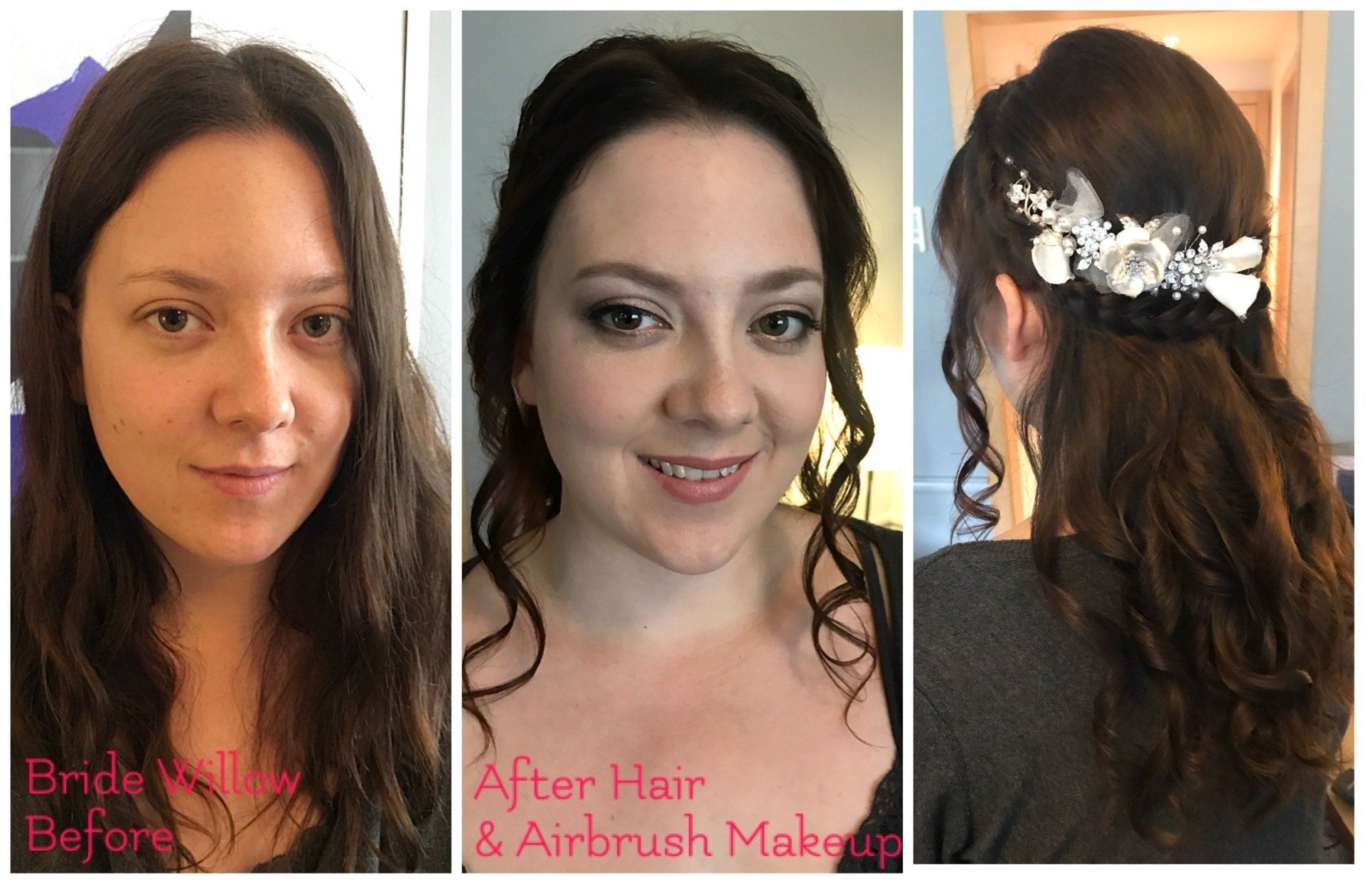 bridesmaid makeup and bridal hair styling before and after by Jax-Glam Beauty Bristol