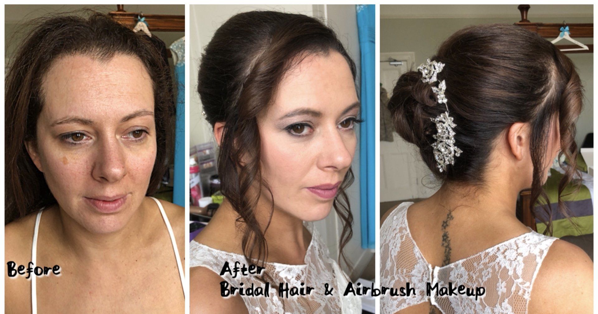 bridal hair and makeup styling with hair accessories by Jax-Glam Beauty Bristol