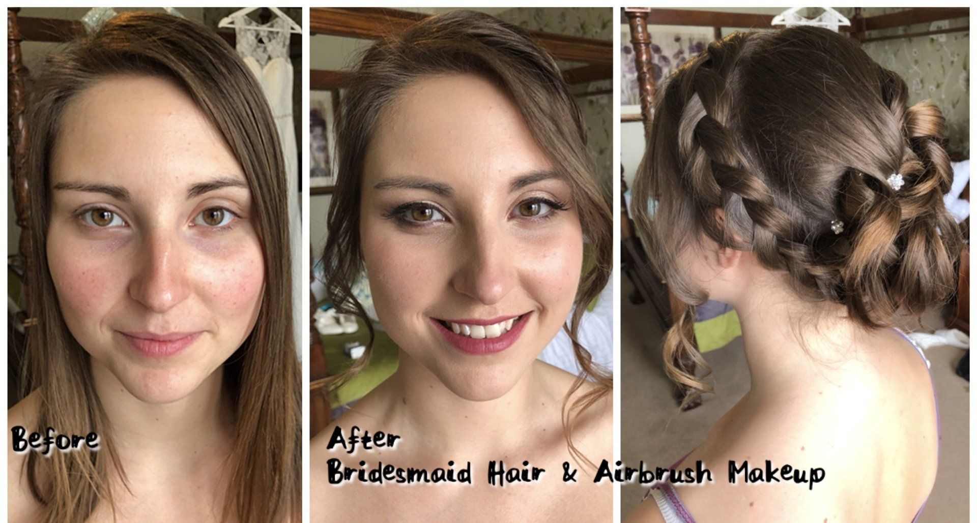 bridesmaid makeup before and after styling by Jax-Glam Beauty Bristol