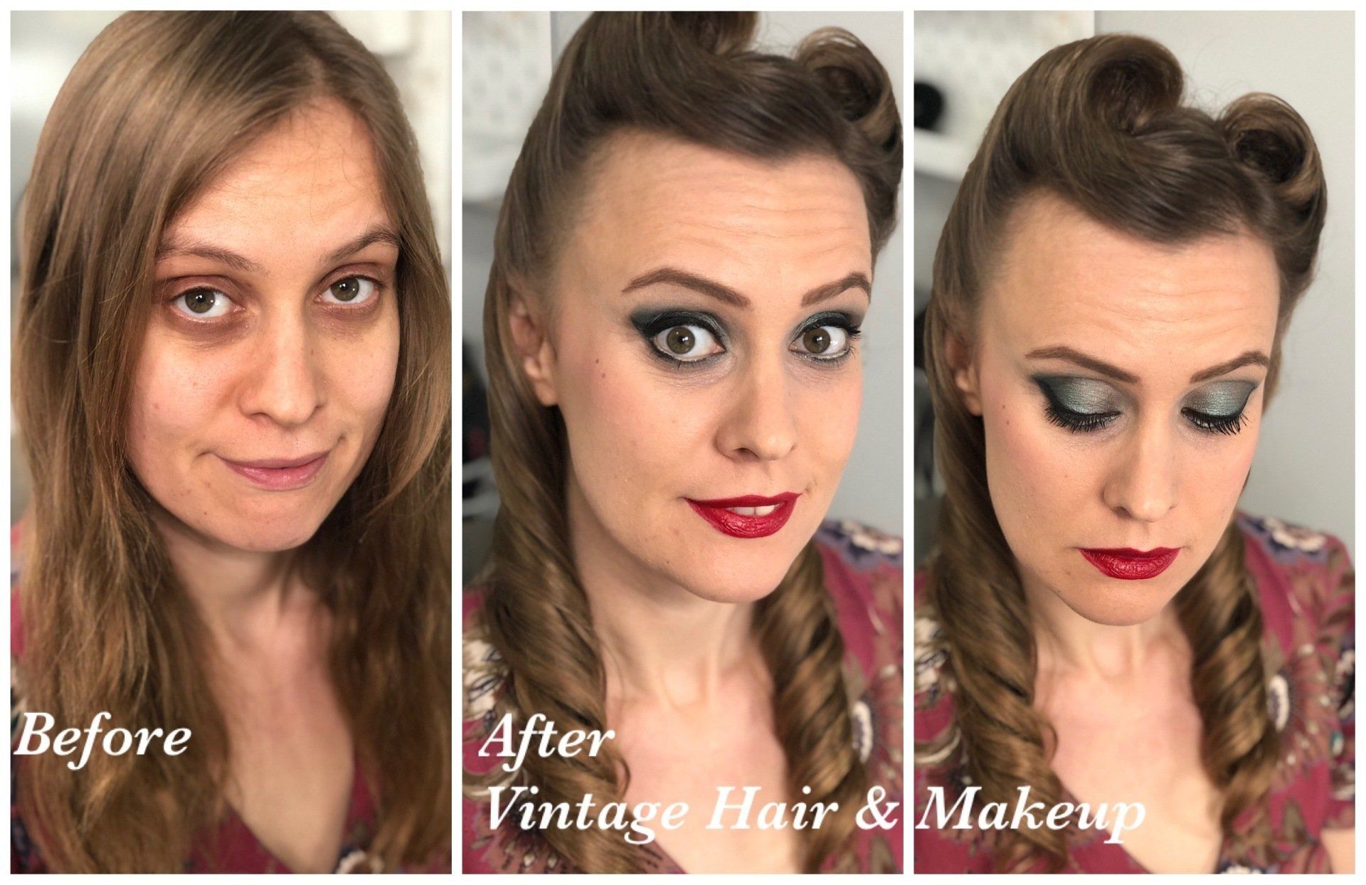vintage makeup before and after transformation by Jax-Glam Beauty Bristol