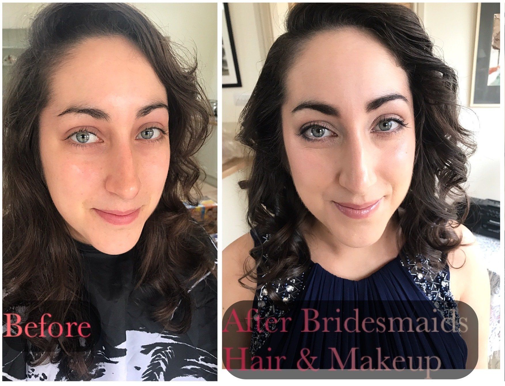 bridesmaid makeup before and after transformation by Jax-Glam Beauty Bristol