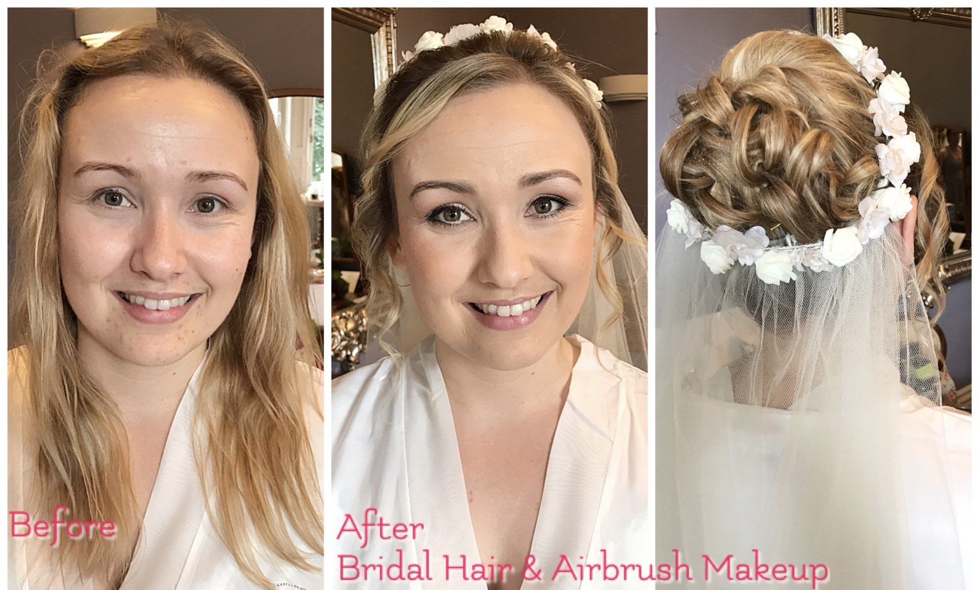 bride wedding hair and makeup before and after by Jax-Glam Beauty Bristol