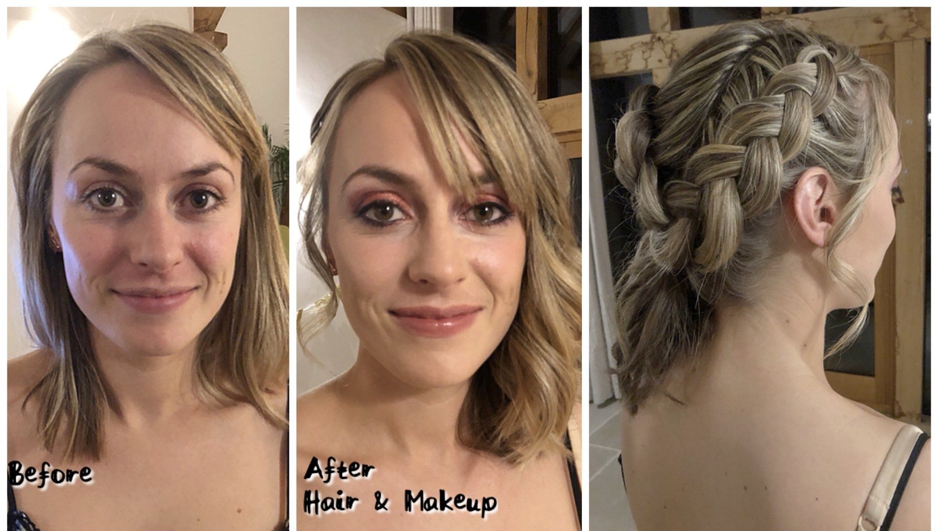 bridesmaid makeup before and after by Jax-Glam Beauty wedding makeup artist Bristol