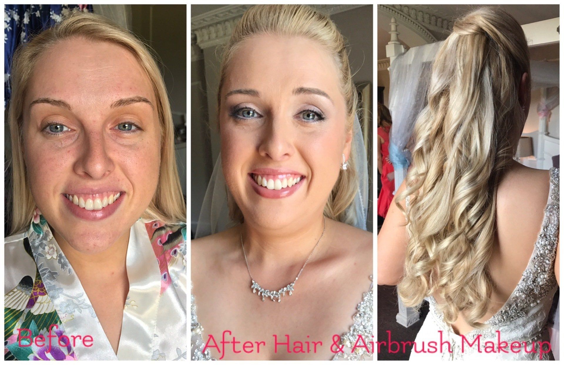 bridal hair and makeup before and after wedding styling by Jax-Glam Beauty Bristol