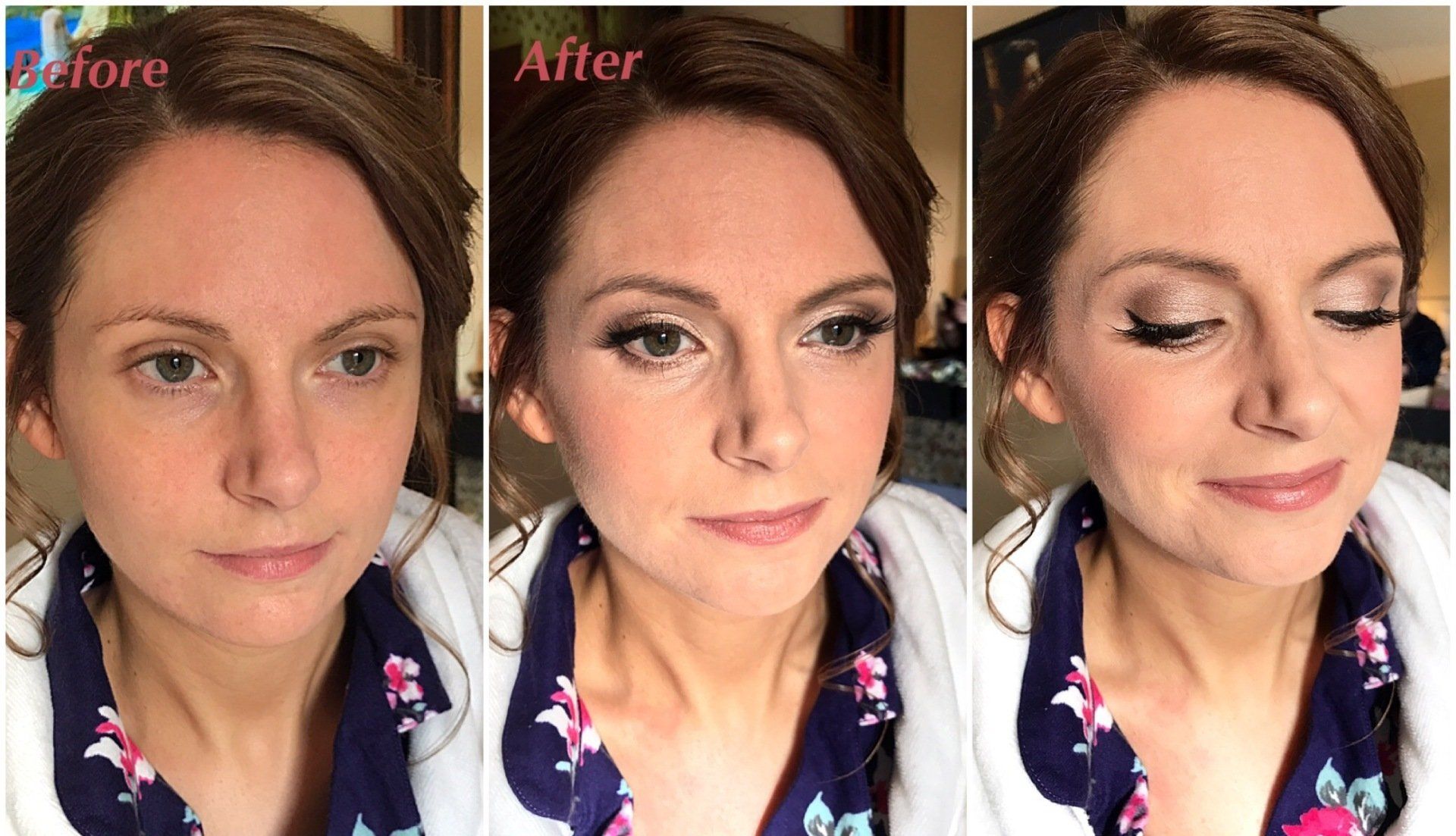 glam bridal makeup before and after by Jax-Glam Beauty wedding makeup artist Bristol