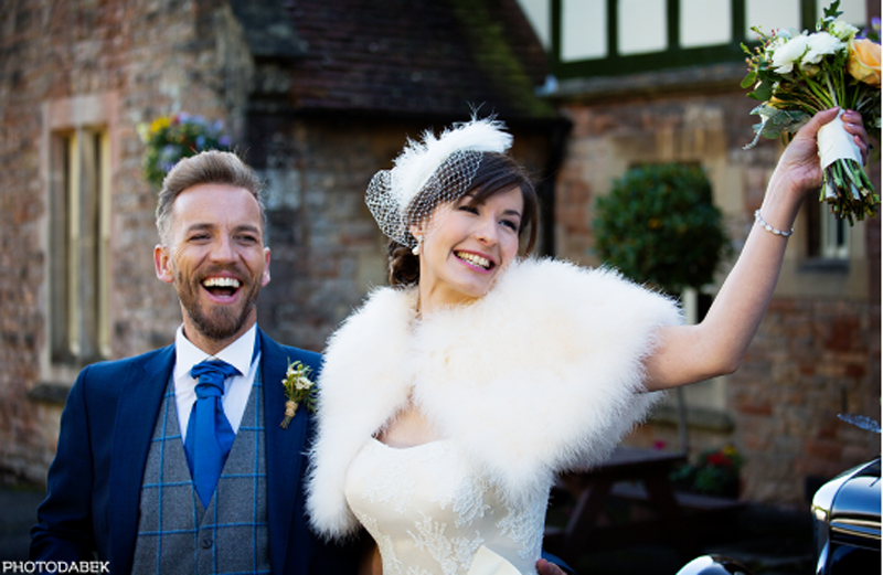bride and groom celebrating with bridal hair and makeup by Jax-Glam Beauty wedding makeup artist Bristol