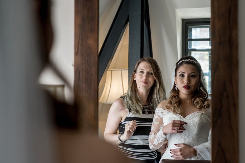 bride and bridesmaid wedding morning makeup by Jax-Glam Beauty Bristol