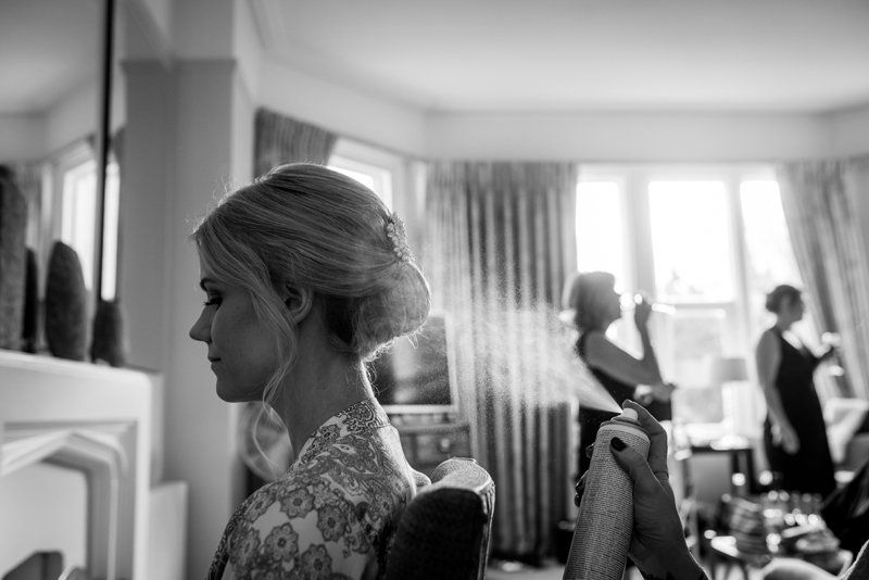bridal hair and makeup preparation in bridal suite by Jax-Glam Beauty Bristol
