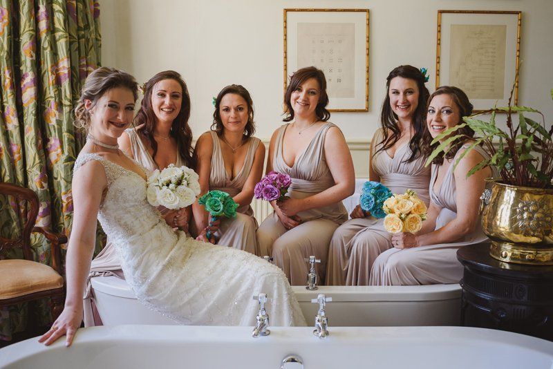 bride and bridesmaids getting ready with hair and makeup by Jax-Glam Beauty Bristol