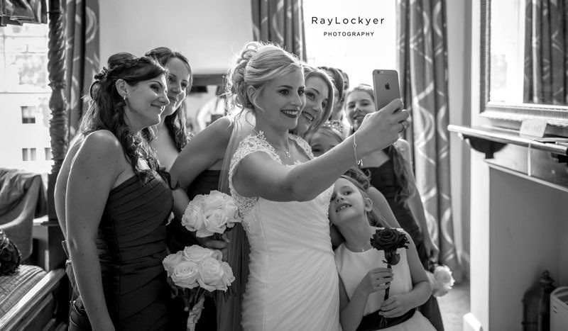 bride getting ready with wedding party hair and makeup by Jax-Glam Beauty Bristol