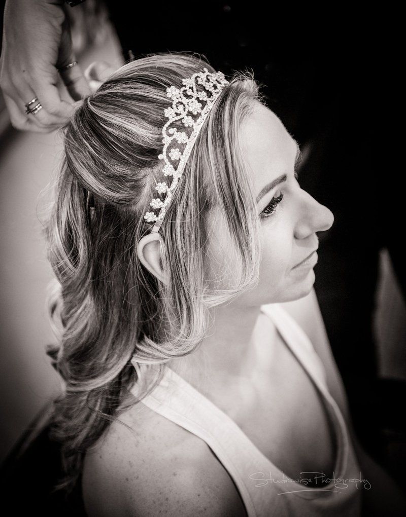 bridal hair styling with tiara by Jax-Glam Beauty Bristol wedding stylist